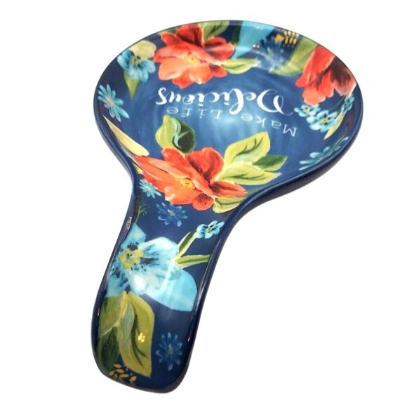The Pioneer Woman Spring Bouquet Cobalt Blue Spoon Rest Make Life Delicious - Picture 2 of 8